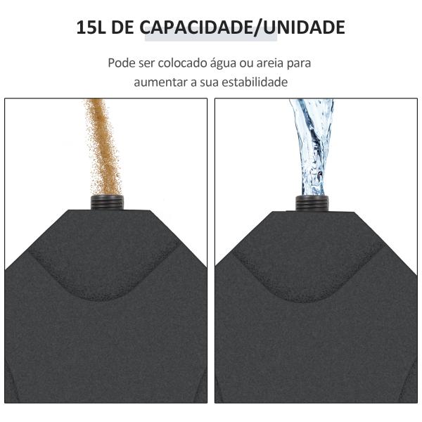 Base para Chapéu de Sol de 4 Peças Suporte para Chapéu de Sol para Jardim Pátio Exterior 50x50x7,5cm Preto