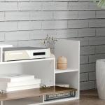 Móvel de TV Moderno Móvel para Televisores 153,6x25x42 cm e Prateleira de Parede 150x14,5x16,3 cm Branco e Marrom