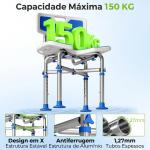 Cadeira de Duche para Pessoas Idosas Antideslizante com Altura Ajustável em 5 Posições Suporte para Duche de Mão 48x47,5x72 - 82 cm Azul