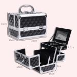 Estojo de Maquilhagem Organizador Cosméticos Profissional Portátil com Fecho e Vários Compartimentos 20x15x15 cm, Preto