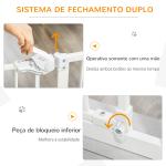 Barreira de Segurança para Cães Animais de Estimação 74 - 80cm para Escadas Portas e Corredores com Porta para Gatos Fechamento Automático e Sistema de Duplo Bloqueio Altura 91,4cm Branco