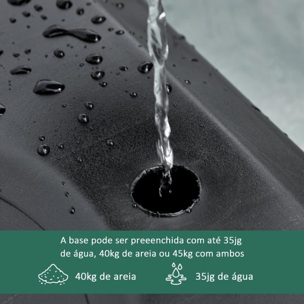 Tabela de Basquetebol para Exterior com Altura Ajustável 206 - 260 cm Rodas e Base Recarregável Preto