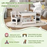 Conjunto de Mesa e 2 Cadeiras Infantis 2 em 1 com Ardósia Gavetas de Tecido e Espaço de Armazenamento para Quarto Cinza