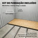 Abrigo de Jardim 213x130x173 Abrigo de Exterior de Aço Galvanizado com Porta Corredeira para Armazenamento Cinza Escuro