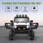 Carro Elétrico para Crianças com Bateria de 12V Controlo Remoto Faróis LED Buzina e Música 100x63x65 cm Branco