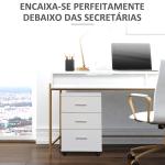 Bloco de Gavetas para Escritório Móvel de Arquivos com 3 Gavetas e Fechadura para Secretária Casa 40x40x61,5 cm Branco