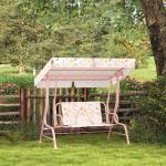 Baloiço de Jardim para Crianças com 2 Lugares Toldo Ajustável Cinto de Segurança e Desenho de Borboletas 112x75x120 cm Rosa