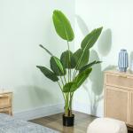 Planta Artificial Decorativa 160 cm Bananeira Artificial com Vaso e Folhas para Interior Casa Sala de Estar Escritório Verde