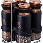 Conjunto de 4 Recipientes de Especiarias c/ Suporte (Black Rose Collection) - BERLINGER HAUS