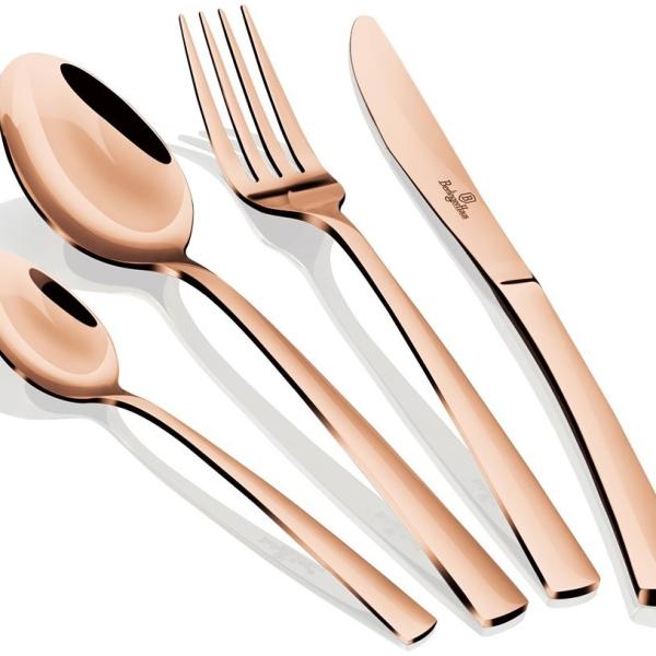 Set de Talheres 16 Peças Aço Inoxidável (Mirror Rose Gold) - BERLINGER HAUS
