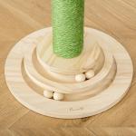 Poste Arranhador para Gatos em Forma de Cactus Pequena Árvore Arranhadora para Gatos com Poste de Sisal e Pelúcia Bola Suspensa e Base com Brinquedo de Madeira 32x32x60cm Verde