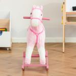 Cavalo Baloiço de Pelúcia para Crianças entre 3 - 6 Anos com Sons de Relincho 74x28x65 cm Rosa