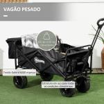 Carrinho de Transporte Dobrável com Bolsa Térmica Removível Capacidade 100 kg para Campismo Praia 113x57x77 - 100 cm Preto