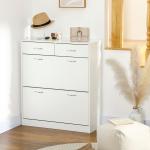 Sapateira Estreito com 2 Compartimentos e 2 Gavetas para 12 Pares de Sapatos 80x30x91,5 cm Branco