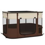 Parque Dobrável Portátil para Cães e Gatos, Cachorros, Coelhos e Porquinhos - da - Índia, Tecido Oxford, 84x64x53 cm, Castanho