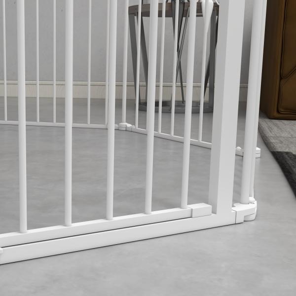 Parque para Cães de 8 Painéis 64x90 cm Dobrável de Aço com Duplo Travamento Função de Bloqueio e Formato Modular Branco