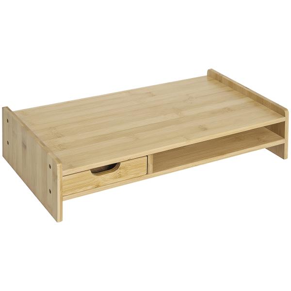 Suporte para Monitor de Bambu Organizador de Escritório para Monitor Portátil 48x25,5x11,5 cm Madeira