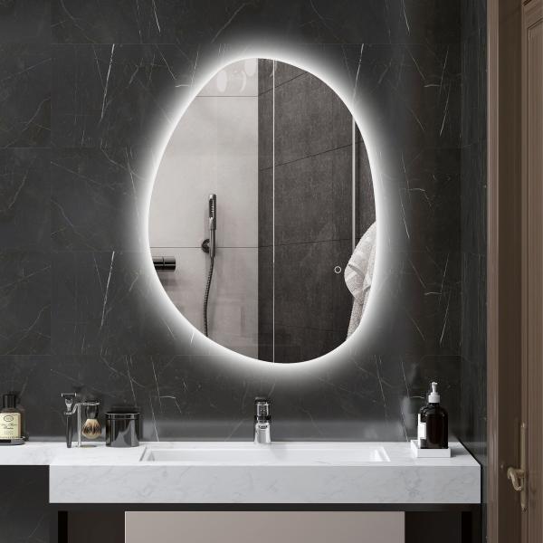 Espelho de Casa de Banho LED 3 Cores de Luz Brilho Regulável Função Anti Embaciamento Função Memória IP44 80x60 cm Prata