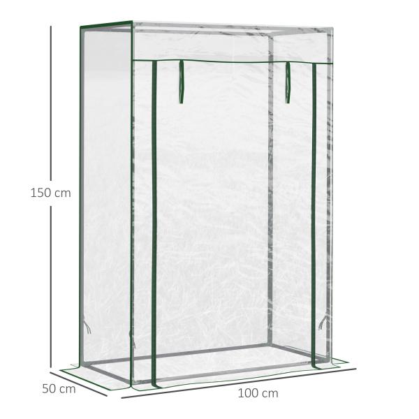 Estufa com Porta Enrolável e Estrutura de Aço Estufa de Jardim para Cultivo de Plantas 100x50x150 cm Transparente
