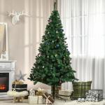Árvore de Natal Artificial 210cm Ignífugo com 1036 Ramos 53 Decorações Folhas de PVC e Suporte Metálico Verde