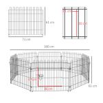 Parque para Animais de Estimação com 8 Paineis 71x61cm Dobrável Cerca para Animais de Estimação com Porta com Trava para Jardim Pátio Exterior Preto