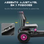 Kart a Pedais para Crianças 5 - 12 Anos com Assento Ajustável Pneus Insufláveis Amortecimento e Travão de Mão 121x58x61 cm Rosa