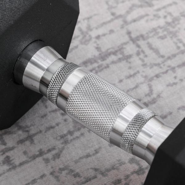 Haltere Hexagonal 12,5 kg em Ferro Fundido Pesos de Aço Revestidos a Borracha com Pega Texturizada para Musculação Preto