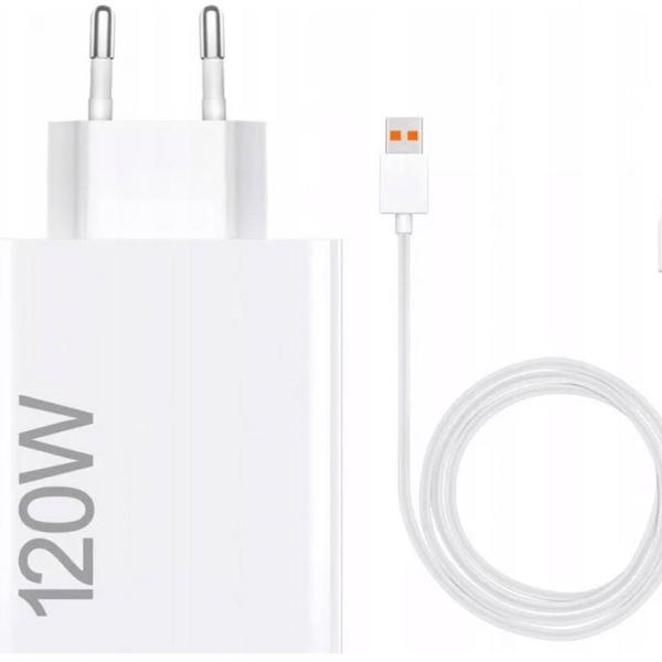 Carregador HyperCharge Combo USB - A 120W + Cabo USB - A p/ USB - C 1m (Branco) - XIAOMI