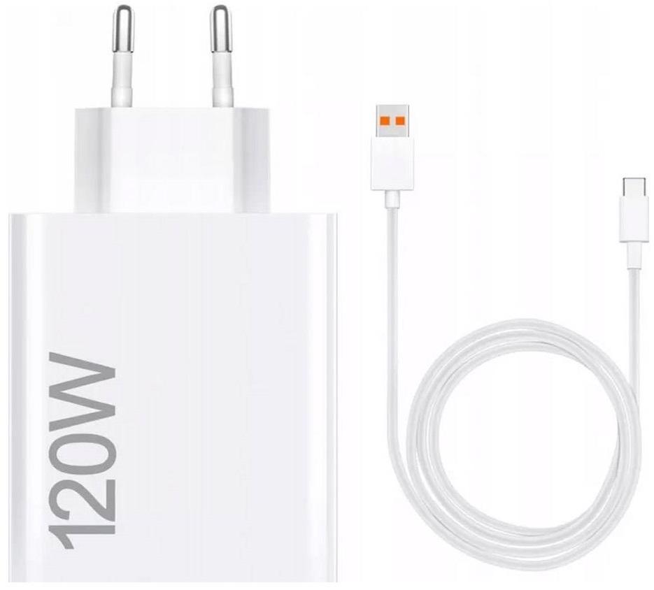 Carregador HyperCharge Combo USB - A 120W + Cabo USB - A p/ USB - C 1m (Branco) - XIAOMI