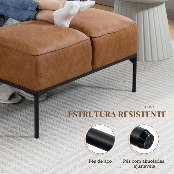 Banco ao Pé da Cama Multifuncional Moderno com Assento Acolchoado Espesso e Pés em Aço PU 80x40x46 cm Castanho