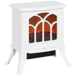 Lareira Elétrica 750/1500 W Lareira Decorativa com 2 Níveis de Potência Efeito Chama Área de Cobertura 15 - 20 m² 37,3x23,1x44 cm Branco