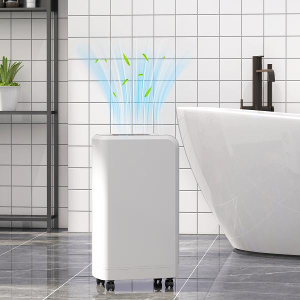 Desumidificador 12L/dia Depósito de Água 0,8L com Rodas Temporizador de 24 Horas Ecrã Digital de Humidade Branco