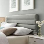 Cabeceira de Cama 140 cm Altura Ajustável em 3 Níveis 106/116/126 cm Estofada em Linho Cinza
