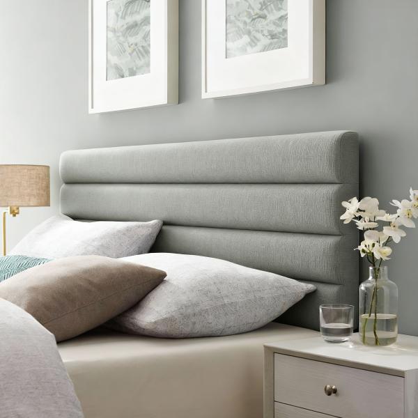 Cabeceira de Cama 140 cm Altura Ajustável em 3 Níveis 106/116/126 cm Estofada em Linho Cinza