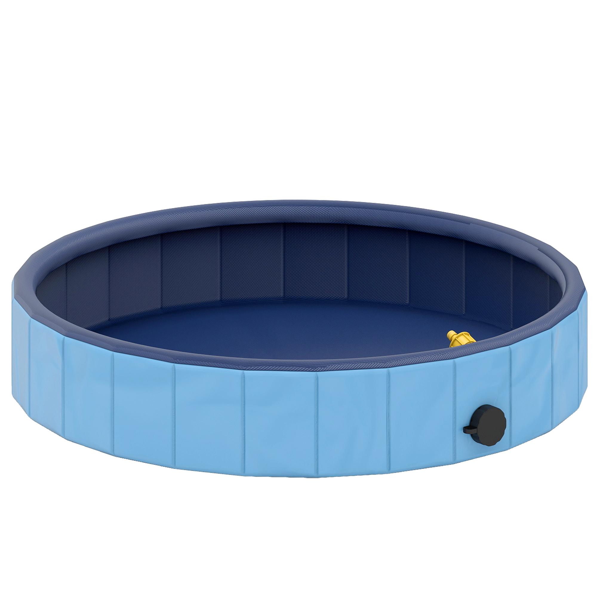 Piscina para Cães Dobrável com Aspersor Piscina Portátil em PVC Antiderrapante e Resistente ao Desgaste Ø80x20 cm Azul