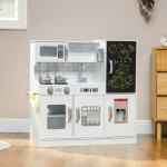 Cozinha de Brincar para Crianças Cozinha Infantil de Madeira com Acessórios Máquina de Gelo e Ardósia 83,8x26,8x81 cm Branco