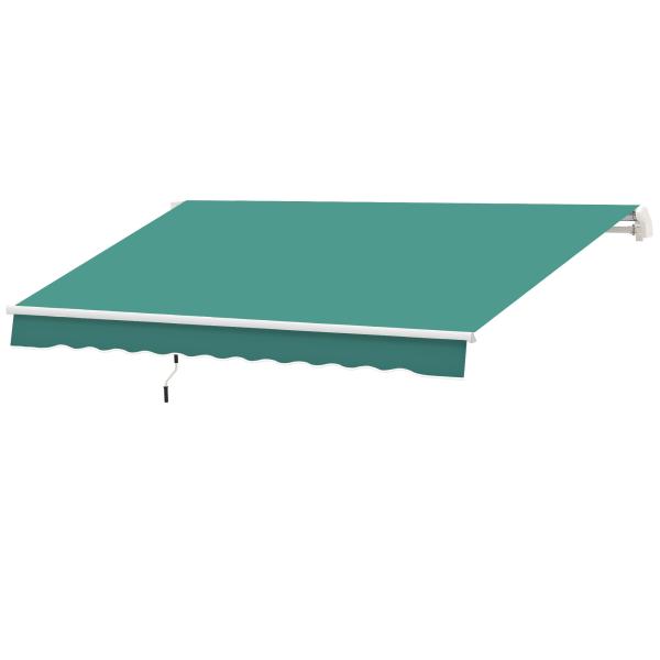 Toldo Manual 395x245 cm Toldo de Varanda Pátio com Manivela de Alumínio e Tecido de Poliéster 280 g/m² Verde
