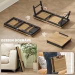 Mesa Reclinável para Cama e Sofá, Bandeja Dobrável com Gaveta Lateral para Portátil e Livros, 5 Alturas, Carvalho