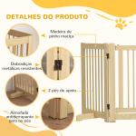 Barreira de Segurança para Cães em Madeira Dobrável para Escadas e Portas para Cães Pequenos e Médios de 4 Painéis 204x36x75 cm Madeira
