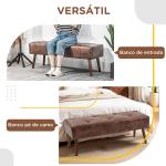 Banco de Pé de Cama Multifuncional Clássico Banco Dormitório com Pés de Madeira e Assento Acolchoado 114x38x42 cm Marrom