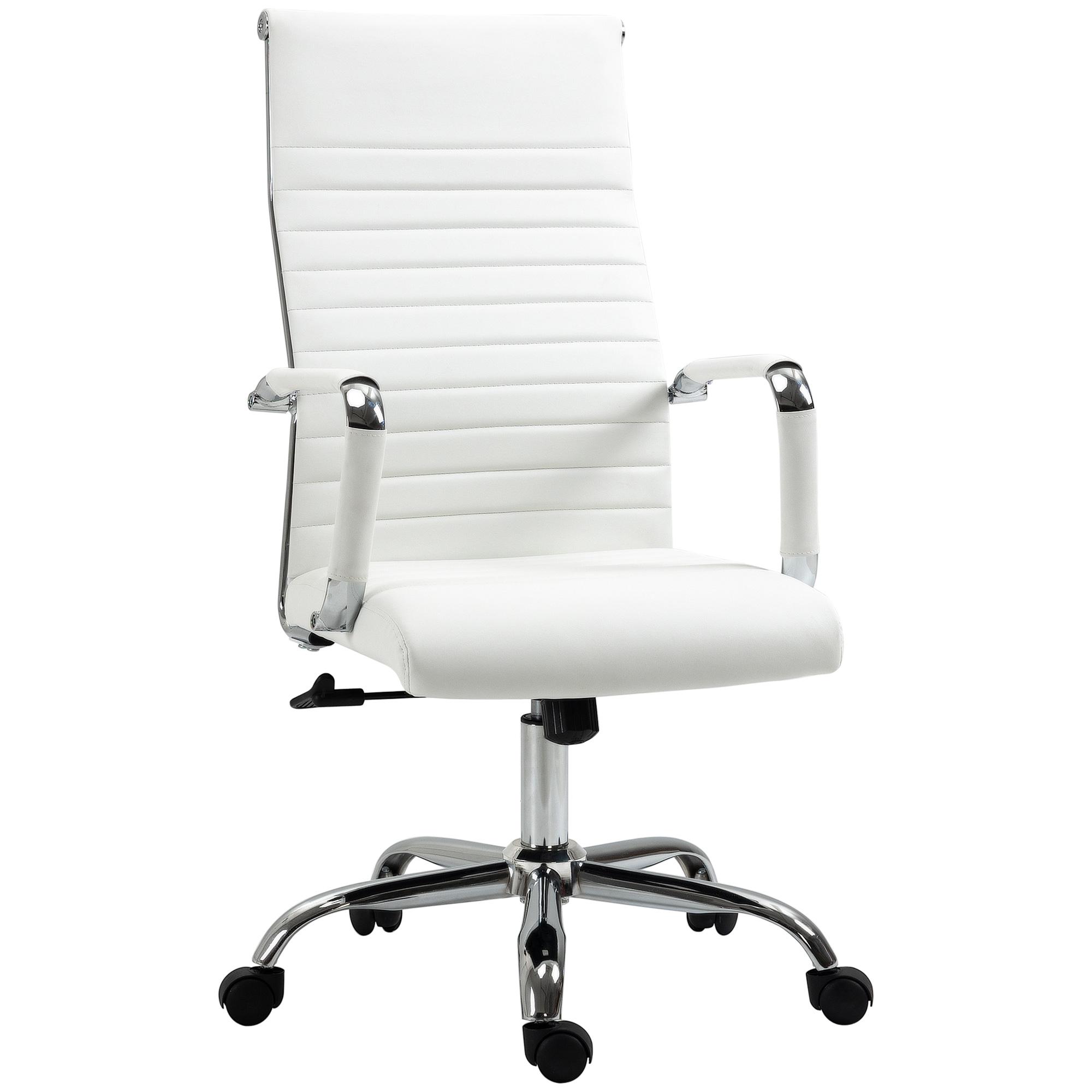 Cadeira de Escritório Ergonómica Giratória 360° Basculante com Altura Ajustável 54x62x104 - 114 cm Branco