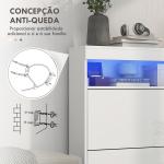 Móvel Sapateira de Entrada com Luzes LED Prateleira Aberta e 2 Gavetas Basculantes para 12 - 16 Pares 80x24x99,5 cm Branco Brilhante