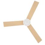 Ventoinha de Teto 48W com Luz LED Controle Remoto 3 Velocidades Temporizador 3 Lâminas de Madeira Ø112x25cm Branco