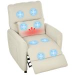 Poltrona Relax com Aquecimento Lombar e Massagem por Vibração Poltrona Reclinável com Função de Memória 88x93x102 cm Creme