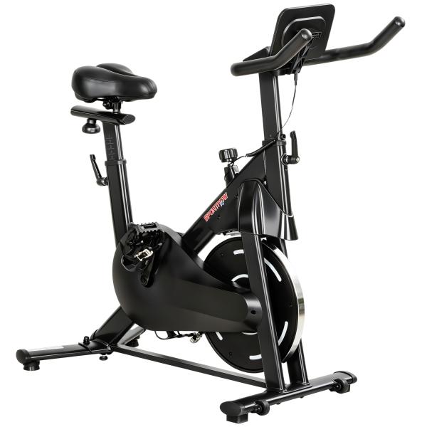 Bicicleta Estática com Resistência Magnética Regulável Ecrã LCD Volante Assento e Guiador Ajustáveis Preto