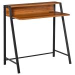 Secretária Mesa de Computador 84x45x85cm com Bancada de Madeira e Pés de Metal Estilo Moderno para Escritório Estúdio Dormitório Carga Máxima 20kg Nogueira e Preto