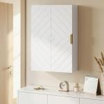 Armário Casa de Banho de Parede Moderno com 1 Puxador de Aço e Prateleiras Ajustáveis 40x15x60 cm Branco