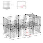 Recinto de Metal para Pequenos Animais de Estimação com 36 Painéis Desmontável DIY 146x73x73 cm Preto
