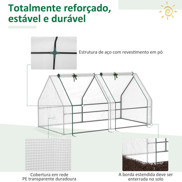 Estufa de Jardim 180x90x90 cm Tipo Casa Tubo de Aço com 2 Acessos Estufa Pequena para Cultivo de Plantas Branco