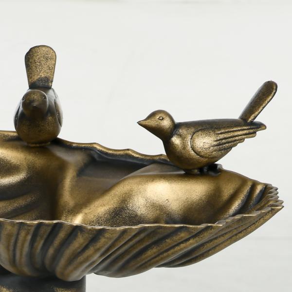 Banho para Pássaros de Jardim Exterior 81 cm com Design em Concha e Acabamento Envelhecido Leve e Resistente Bronze